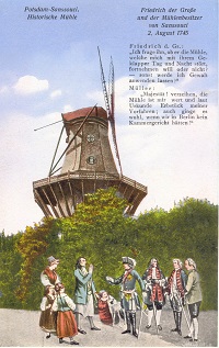 Alte Postkarte mit der Legende des Müllers Grarvenitz und König Friedrich II.
